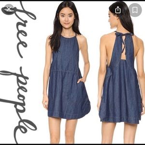 Free People Denim Halter Dress